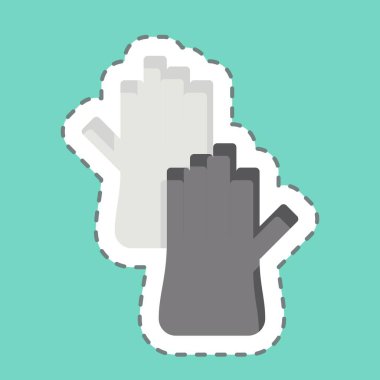 Çıkartma çizgisi eldivenleri kesti. Plastik Ürün sembolüyle ilgili. dizayn edilebilir