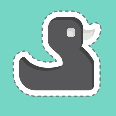 Çıkartma çizgisi Duck 'ı kesti. Hayvanlar sembolüyle ilgili. dizayn edilebilir