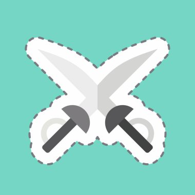 Etiket çizgisi Eskrim Kılıcını kesti. Macera sembolüyle ilgili. dizayn edilebilir