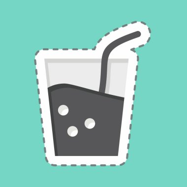 Çıkartma çizgisi alkolsüz içeceği kesti. BBQ sembolüyle ilgili. dizayn edilebilir