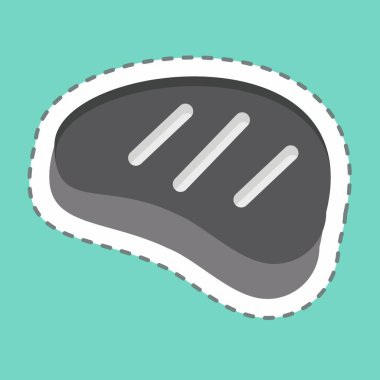 Etiket hattı bifteği kesti. BBQ sembolüyle ilgili. dizayn edilebilir