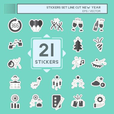 Çıkartma çizgisi Yeni Yıl 'ı kesti. Tatil sembolüyle ilgili. dizayn edilebilir