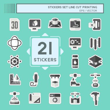 Çıkartma hattı kesimi Yazdırmayı Ayarla. Teknoloji sembolüyle ilgili. dizayn edilebilir