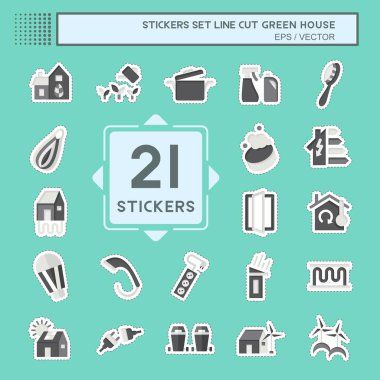 Çıkartma çizgisi kesilmiş. Yeşil Ev. Eğitim sembolüyle ilgili. dizayn edilebilir