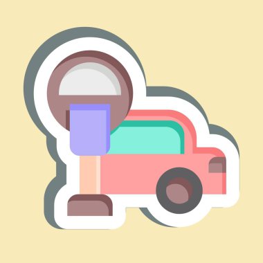 Çıkartma parkmetresi. Şehir merkezinin sembolüyle ilgili. dizayn edilebilir