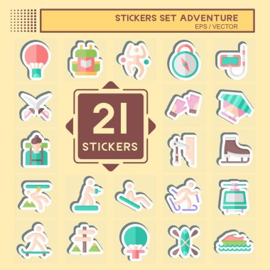 Çıkartma Seti Macerası. Tatil sembolüyle ilgili. dizayn edilebilir