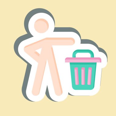 Çıkartma Boşa Zaman Harca. Atık sembolüyle ilgili. dizayn edilebilir