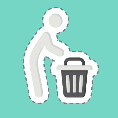 Çıkartma çizgisi kesilmiş. At gitsin. Atık sembolüyle ilgili. dizayn edilebilir