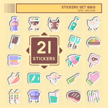 Etiket, barbekü seti. Gıda sembolüyle ilgili. dizayn edilebilir
