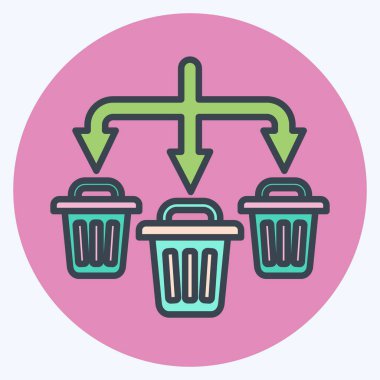 Simge Atık Ayıklama. Atık sembolüyle ilgili. renk arkadaşı stili. dizayn edilebilir