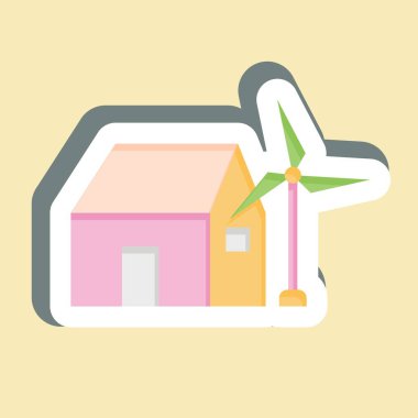 Çıkartma Rüzgarlı Ev. Sera sembolüyle ilgili. dizayn edilebilir