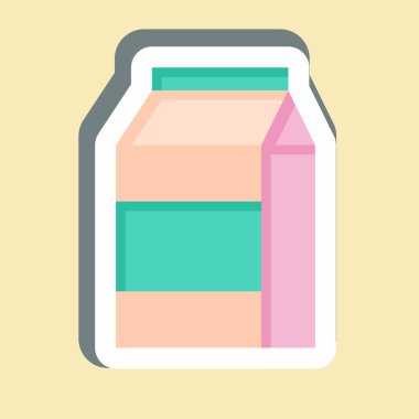 Çıkartma Süt Paketi. Meşrubat sembolüyle ilgili. dizayn edilebilir