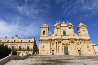 Roma Katolik Katedrali, Saint Nicholas, Myra Sicilya Barok tarzı Noto, Sicilya, İtalya'da bulunan