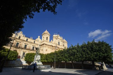 Roma Katolik Katedrali, Saint Nicholas, Myra Sicilya Barok tarzı Noto, Sicilya, İtalya'da bulunan