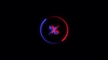 3 d illustration of a neon sign of a percent with a neon effect