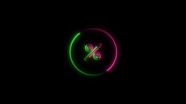 glowing neon symbol of percent