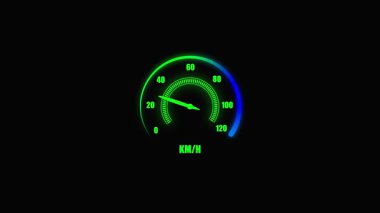 neon glowing car speedometer. high resolution speed