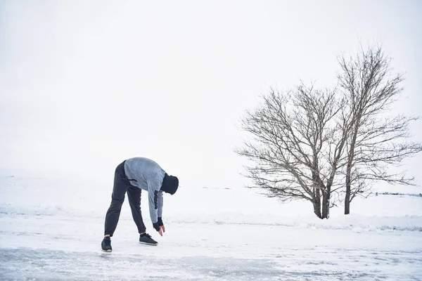 Sportler Sportbekleidung Wärmen Sich Winter Der Natur Auf — Stockfoto