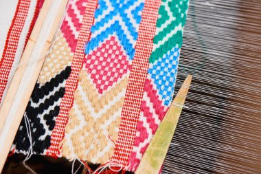 El yapımı Tekstil dokuma tezgâhı portre üzerinde üretim süreci