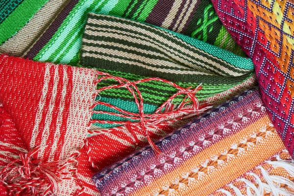 Stapel Handgemaakte Kleurrijke Textiel Close — Stockfoto