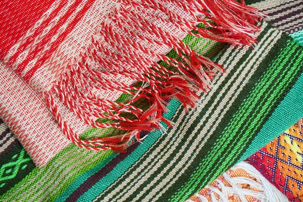 Montón Textiles Coloridos Hechos Mano Primer Plano —  Fotos de Stock