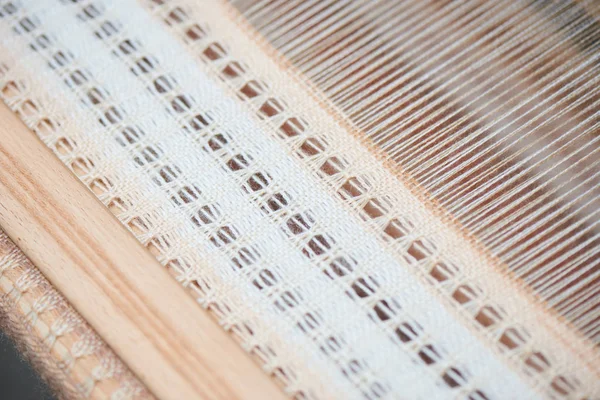 Procédé Production Des Textiles Faits Main Sur Métier Tisser — Photo