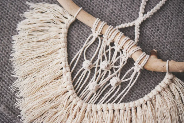 Handgemaakte Macrame Brei Achtergrond Van Trui — Stockfoto