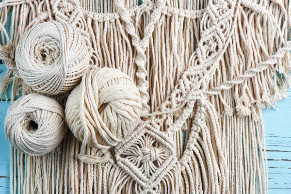 Verwarring Van Draad Handgemaakte Macrame Vlechten Close — Stockfoto