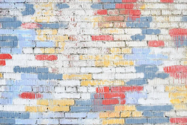 Geniş Renkli Eski Püskü Tuğla Duvar Yapısı — Stok fotoğraf