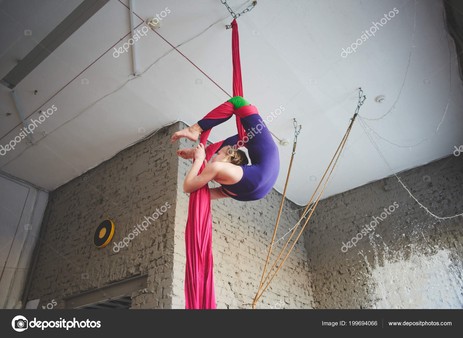 Teen Girl Doing Gymnastics Aerial Silk Stock Photo by ©amixstudio 199694066
