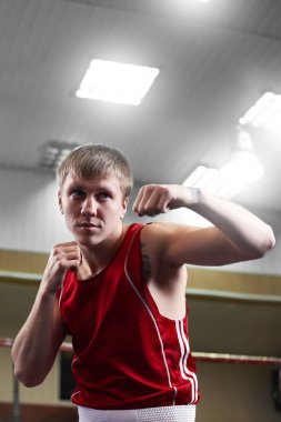 Spor salonunda egzersiz spor giyim yakışıklı boksör 