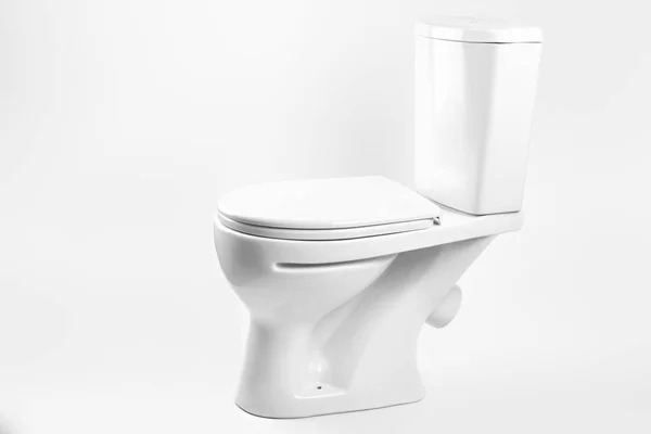 Bol Toilette Blanc Sur Fond Blanc Isolé Vue Latérale — Photo