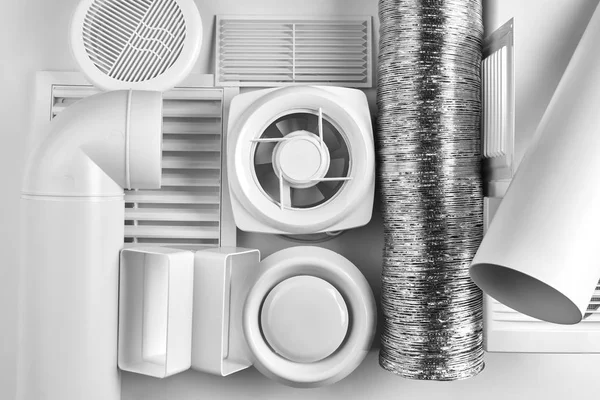Ventilation System Components White Background Top View — Stock Photo, Image