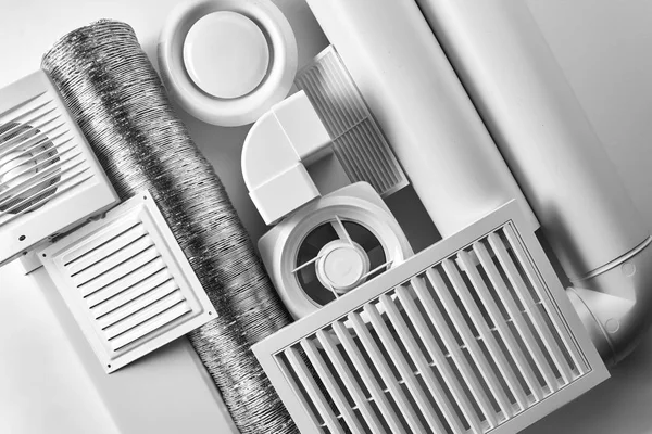 Ventilation System Components White Background Top View — Stock Photo, Image