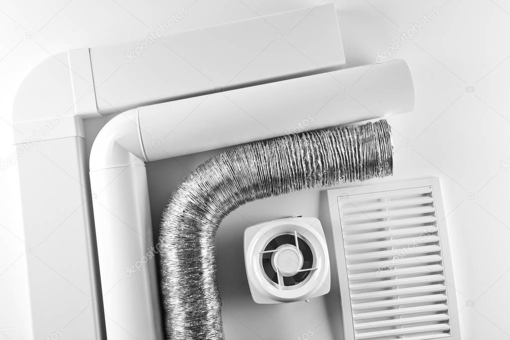 ventilation system components on white background top view