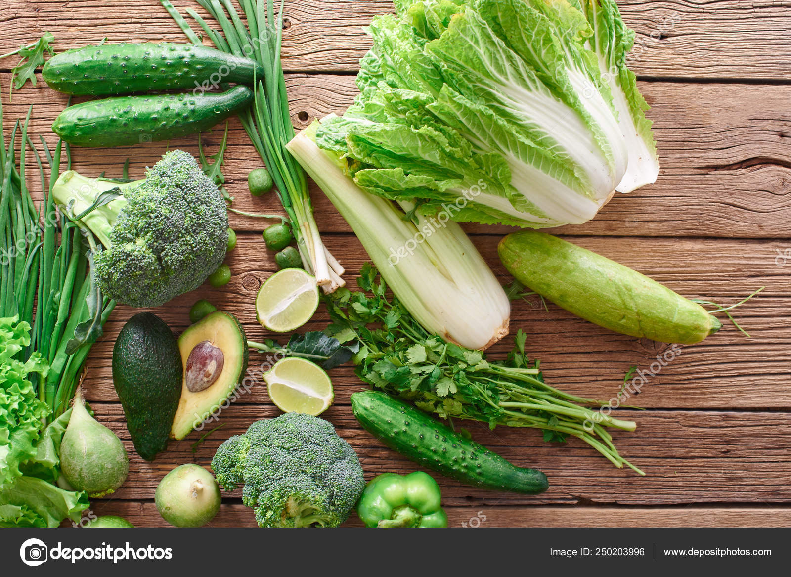 Fresh Green Vegetables Fruits Greens Wooden Background Healthy Eating Concept Stock Photo Image By C Amixstudio