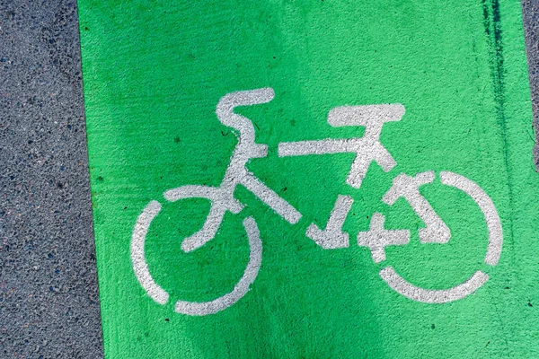 Cycle Path City Green Sign Asphalt — Stock Photo, Image