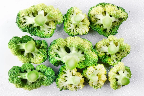 Proaspete Broccoli Model Fără Sudură Fundal Alb Vedere Sus Conceptul — Fotografie, imagine de stoc