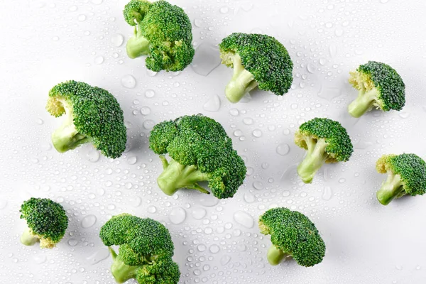 Proaspete Broccoli Model Fără Sudură Fundal Alb Vedere Sus Conceptul — Fotografie, imagine de stoc