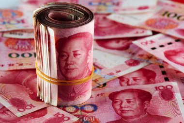 Rmb banknotlar Çin yuan para bir yığın