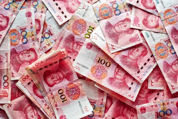 Ein Haufen Rmb Banknoten Chinesisches Yuan Geld — Stockfoto