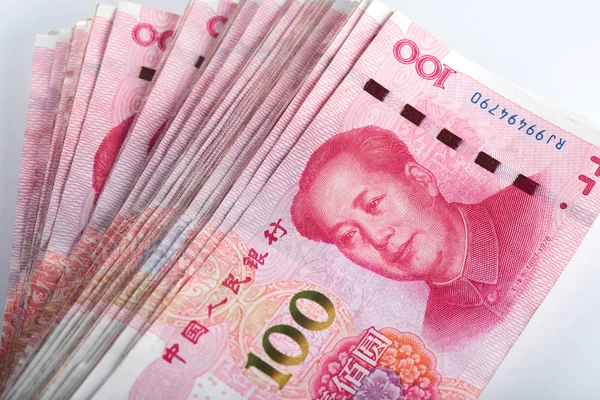 Yuan Dinero Chino Rmb Sobre Fondo Blanco — Foto de Stock