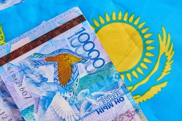 Kazachse Geld Tenge Achtergrond Van Vlag Van Het Land Economie — Stockfoto