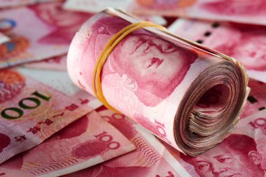 Rmb banknotlar Çin yuan para bir yığın