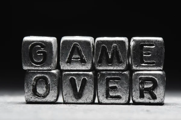 Game Concept Inscription Sur Cubes Métalliques Style Grunge Sur Fond — Photo