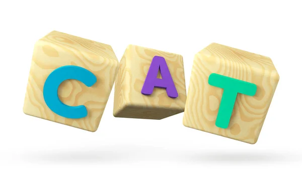 Children's wooden cubes with cat letters