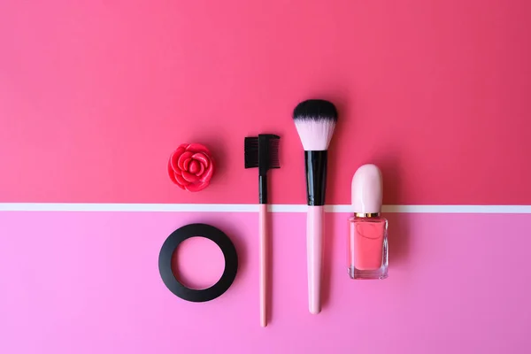 Colección Maquillaje Cosméticos Productos Belleza Arreglados — Foto de Stock