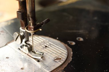 Arka plan için vintage dikiş makinesi, yakın çekim