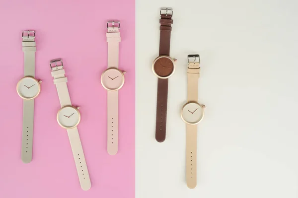 Conjunto Relojes Pulsera Multicolores Para Fondo — Foto de Stock