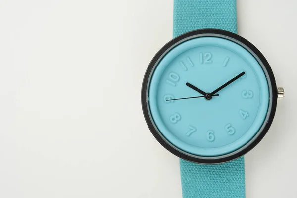 Primer Plano Relojes Pulsera Azules Para Fondo —  Fotos de Stock